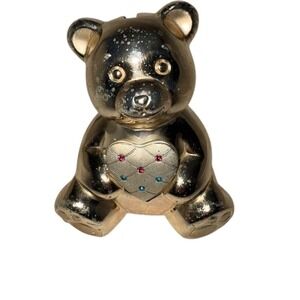 Lenox Baby Jewel Teddy Bear Bank Heart Picture Frame Vtg no stopper scratches‎